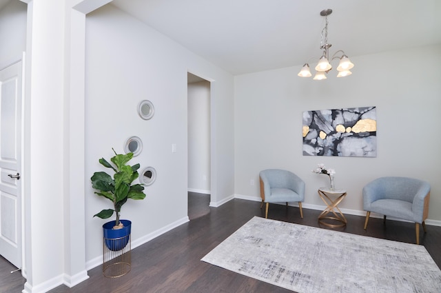 729 Groveland Cir, Ann Arbor, MI 48108 - living area with baseboards, a chandelier, and wood finished floors
