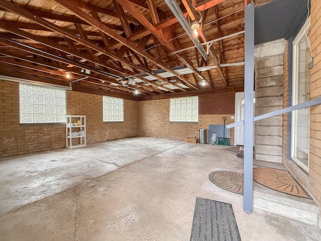 interior space with brick wall