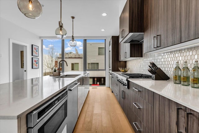 248 Alfred St, Detroit, MI 48201 - kitchen with light wood-style floors, a sink, and modern cabinets