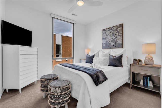248 Alfred St, Detroit, MI 48201 - bedroom featuring carpet flooring, ceiling fan, and visible vents