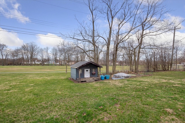 view of yard with an outbuilding and a storage unit