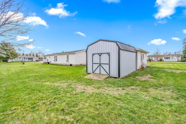 view of shed with a residential view