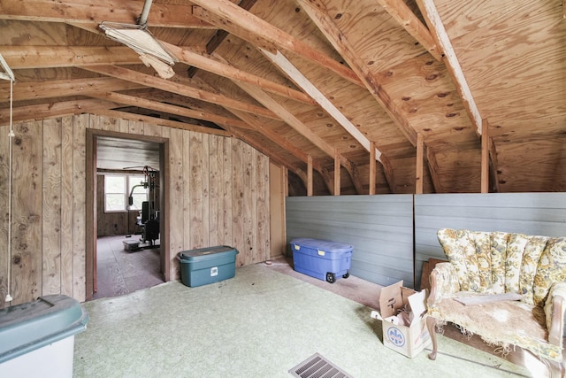 view of unfinished attic