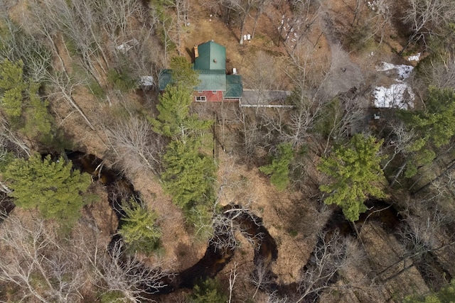 drone / aerial view with a forest view