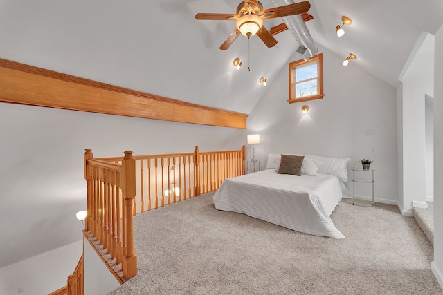 3628 Ford Ave, Jackson, MI 49203 - carpeted bedroom featuring vaulted ceiling with beams