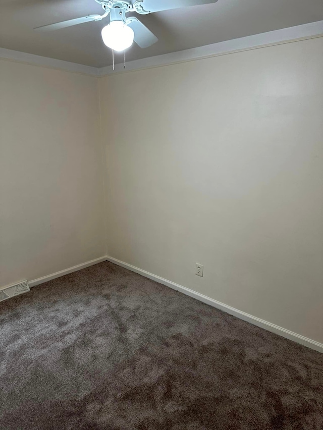 18850 Dalby, Redford, MI 48240 - spare room with visible vents, carpet floors, baseboards, and ceiling fan
