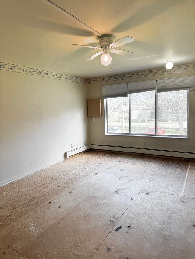 5959 Alan Dr Unit 57, Brighton, MI 48116 - spare room featuring baseboard heating, baseboards, and a ceiling fan