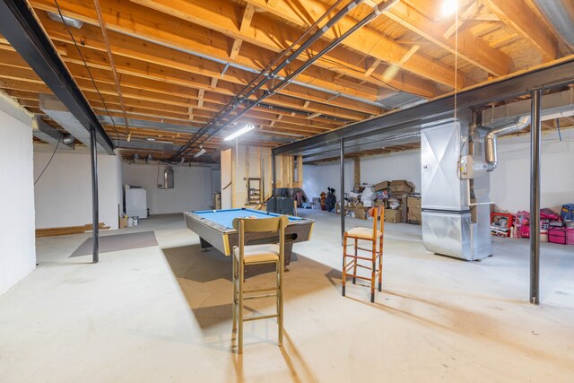 7837 Oak River Dr, Grosse Ile, MI 48138 - unfinished below grade area with billiards and heating unit