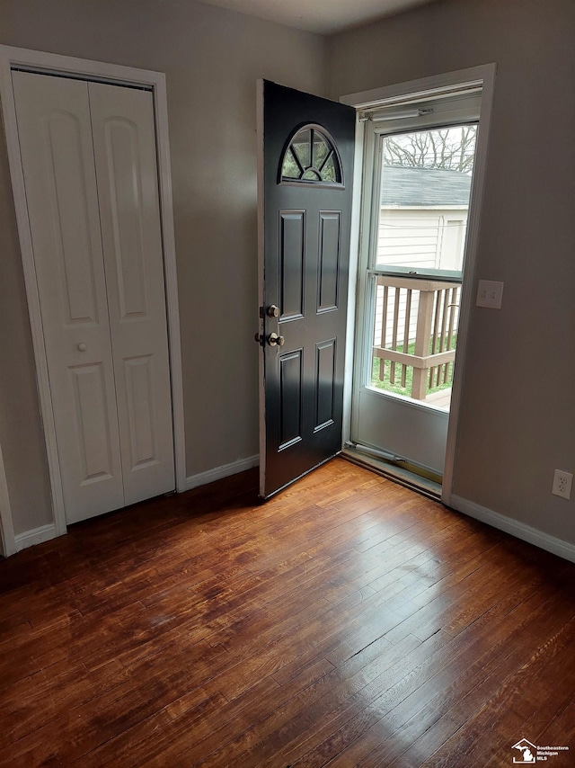 3857 14th St, Wyandotte, MI 48192 - entryway with wood-type flooring and baseboards