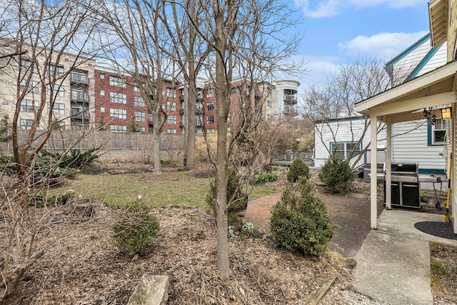 view of yard featuring fence