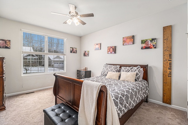4117 Avery Rd, Lake Orion, MI 48359 - bedroom with baseboards, ceiling fan, light carpet, and visible vents