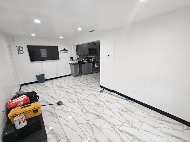 494 Polk Ave, River Rouge, MI 48218 - interior space featuring marble finish floor, baseboards, visible vents, and recessed lighting