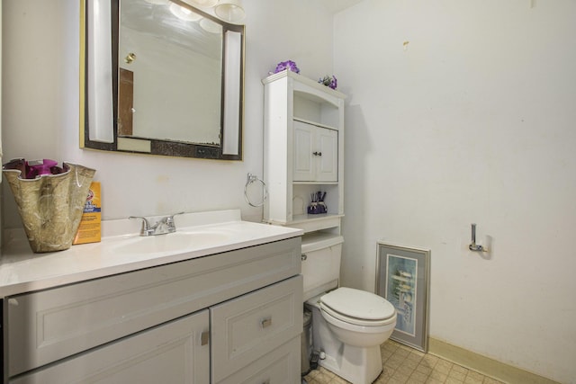 bathroom featuring tile patterned floors, toilet, and vanity