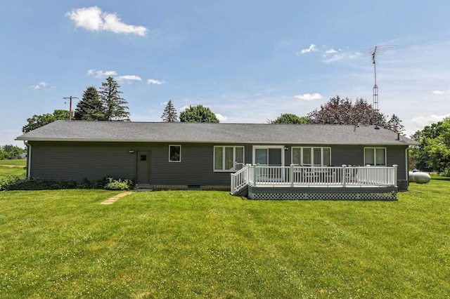 5802 Pratt Rd, Lapeer, MI 48446 - back of house with a deck and a lawn
