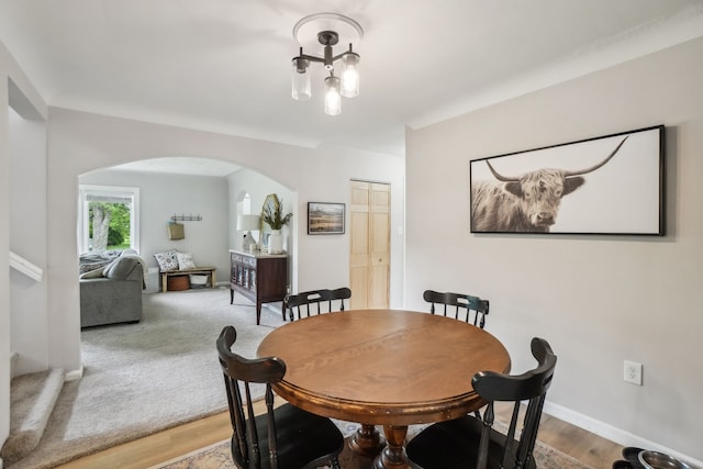 49212 Fuller Rd, Chesterfield, MI 48051 - dining space with arched walkways, baseboards, and wood finished floors