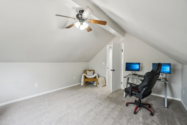 49212 Fuller Rd, Chesterfield, MI 48051 - home office featuring carpet floors, baseboards, and ceiling fan