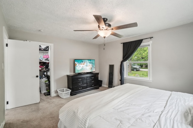 49212 Fuller Rd, Chesterfield, MI 48051 - bedroom with carpet, a textured ceiling, a ceiling fan, and a closet