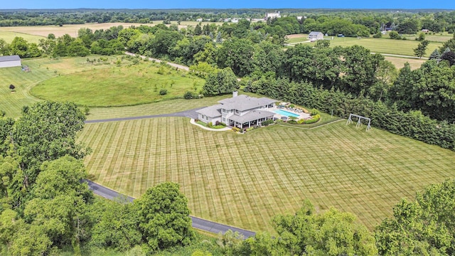 bird's eye view with a rural view
