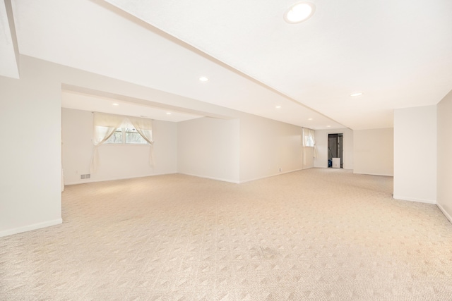 5521 Lohr Lake Dr, Ann Arbor, MI 48108 - basement featuring recessed lighting, light carpet, and baseboards