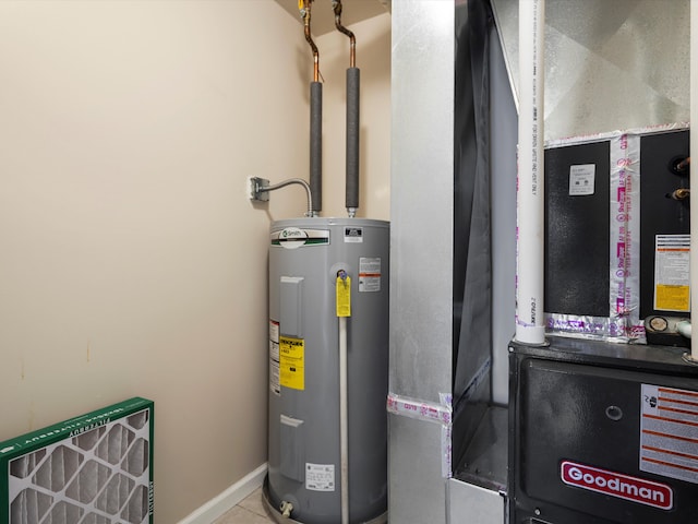 utilities featuring heating unit and electric water heater