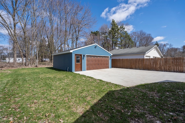 detached garage with fence