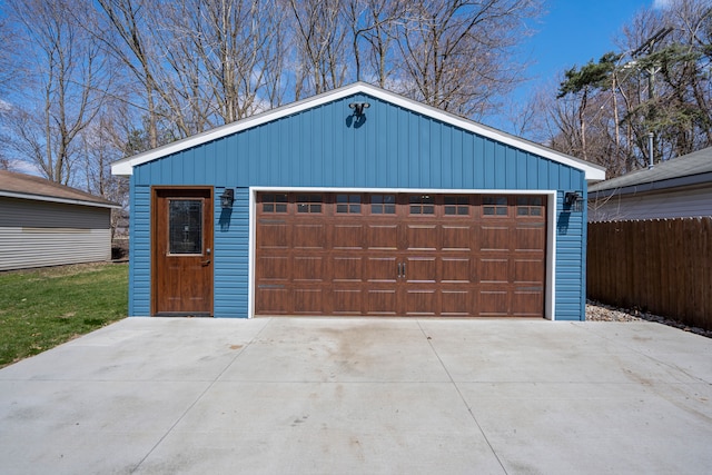 detached garage with fence