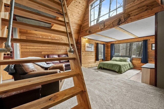 9341 W M-115, Mesick, MI 49668 - bedroom with wood walls and a high ceiling