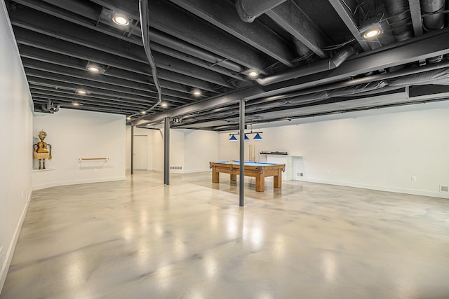 3092 N Spurway Dr, Ann Arbor, MI 48105 - finished below grade area featuring pool table and baseboards