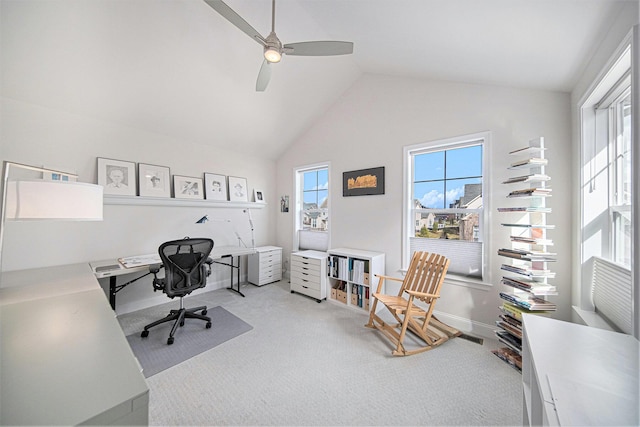 3092 N Spurway Dr, Ann Arbor, MI 48105 - office space with ceiling fan, carpet floors, vaulted ceiling, and baseboards