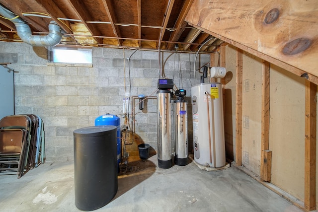 utility room with water heater