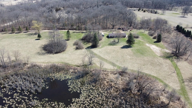 aerial view with a rural view and a water view