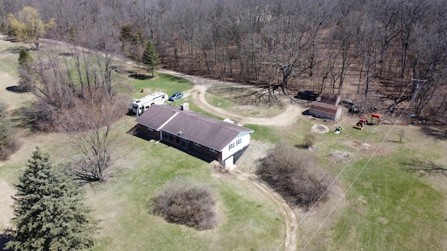 bird's eye view with a forest view