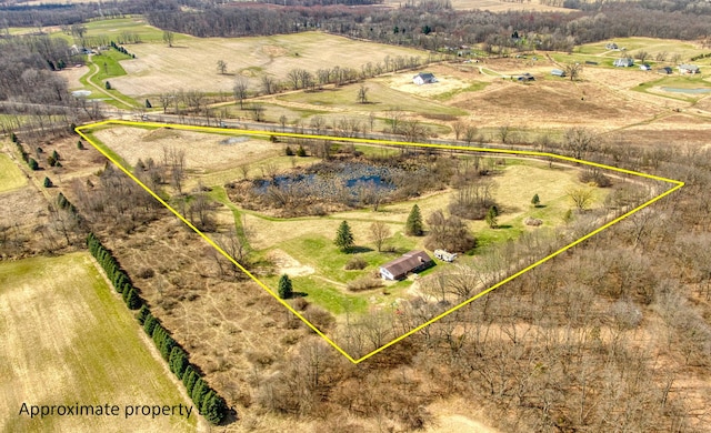 aerial view with a rural view