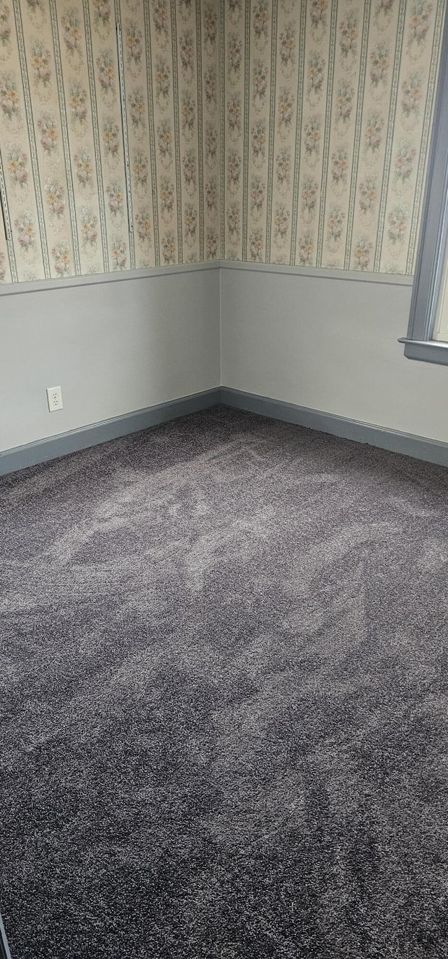 spare room featuring baseboards and carpet floors