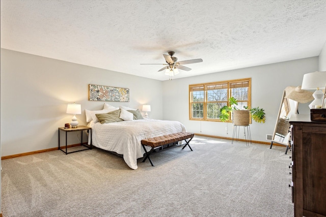 7101 River Glen Dr, Caledonia, MI 49316 - bedroom featuring ceiling fan, baseboards, a textured ceiling, and carpet floors