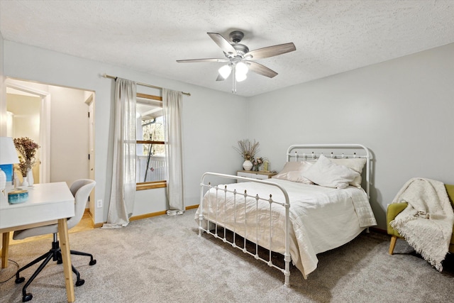 7101 River Glen Dr, Caledonia, MI 49316 - bedroom featuring light colored carpet, baseboards, a ceiling fan, and a textured ceiling