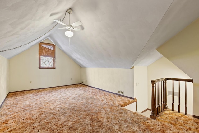 4675 Treat Hwy, Adrian, MI 49221 - bonus room featuring carpet, lofted ceiling, ceiling fan, and baseboards
