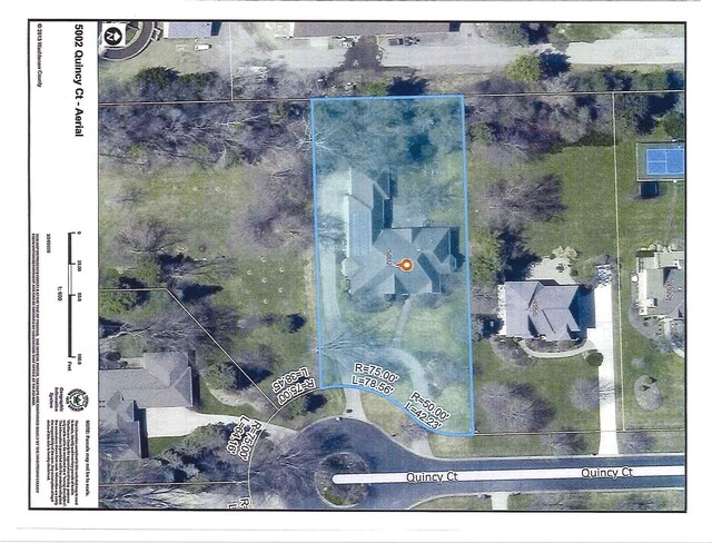 5002 Quincy Ct, Saline, MI 48176 - aerial view of property's location featuring property parcel outlined