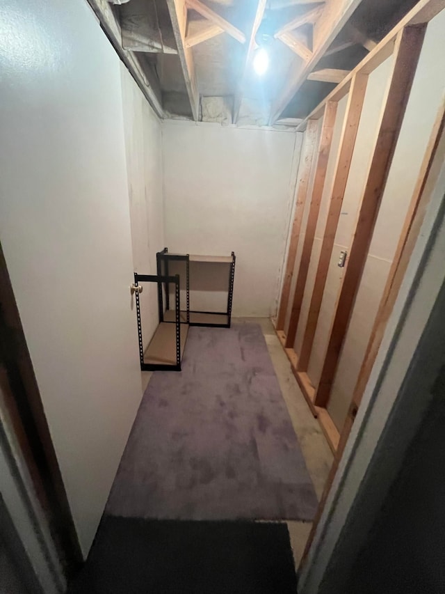 view of unfinished basement