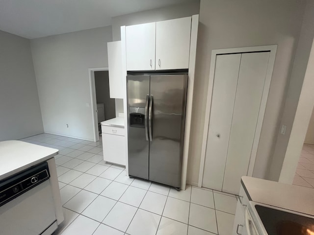 7355 Sherwood Crk, West Bloomfield, MI 48322 - kitchen featuring stainless steel fridge, white dishwasher, white cabinetry, light countertops, and range