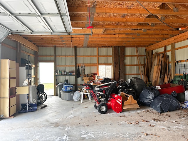 garage featuring metal wall