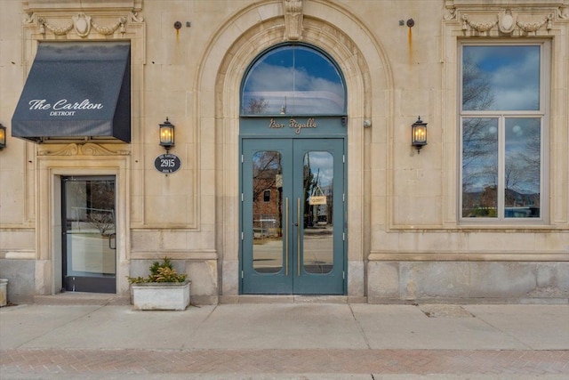 view of exterior entry with french doors