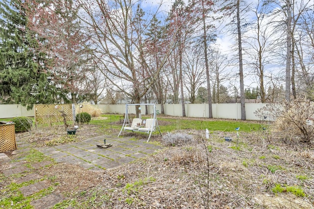 view of yard featuring a fenced backyard