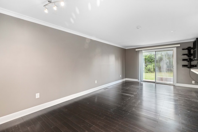 1985 Peerce, Canton, MI 48187 - spare room featuring dark wood-style flooring, baseboards, ornamental molding, and visible vents