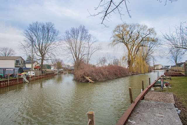 dock area featuring a water view