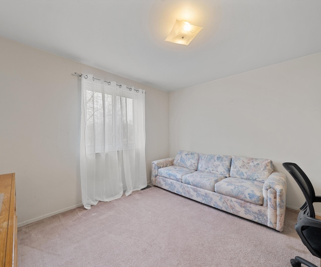 interior space with baseboards and carpet floors