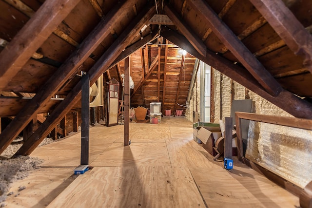view of unfinished attic