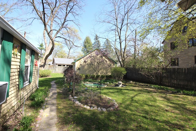 view of yard featuring a fenced backyard
