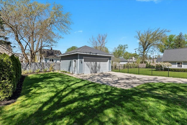 detached garage with fence