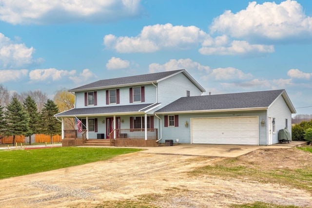 3353 Murphy Lake Rd, Millington, MI 48746 - view of front facade featuring a front yard, a shingled roof, a porch, an attached garage, and concrete driveway